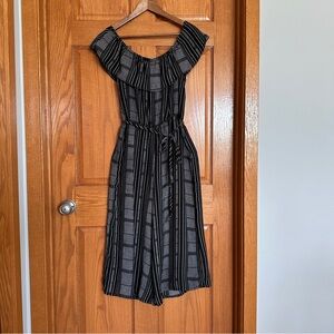 As U Wish Black and White Off-the-shoulder cropped romper